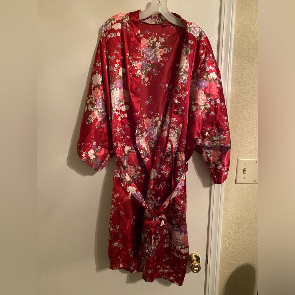 Floral Satin Robe